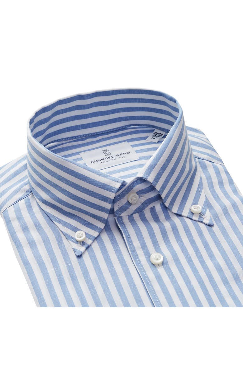 Emanuel Berg Sartorial Stripe Cotton & Linen Dress Shirt, Alternate, color,