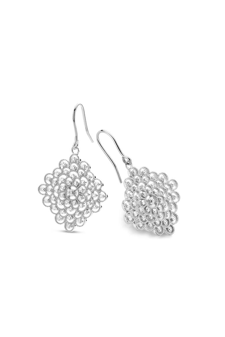 Blessed Diamond Earrings |  2 natural diamonds | 925 Sterling Silver | Earrings | Hook | White Rhodium, Alternate, color, White Rhodium