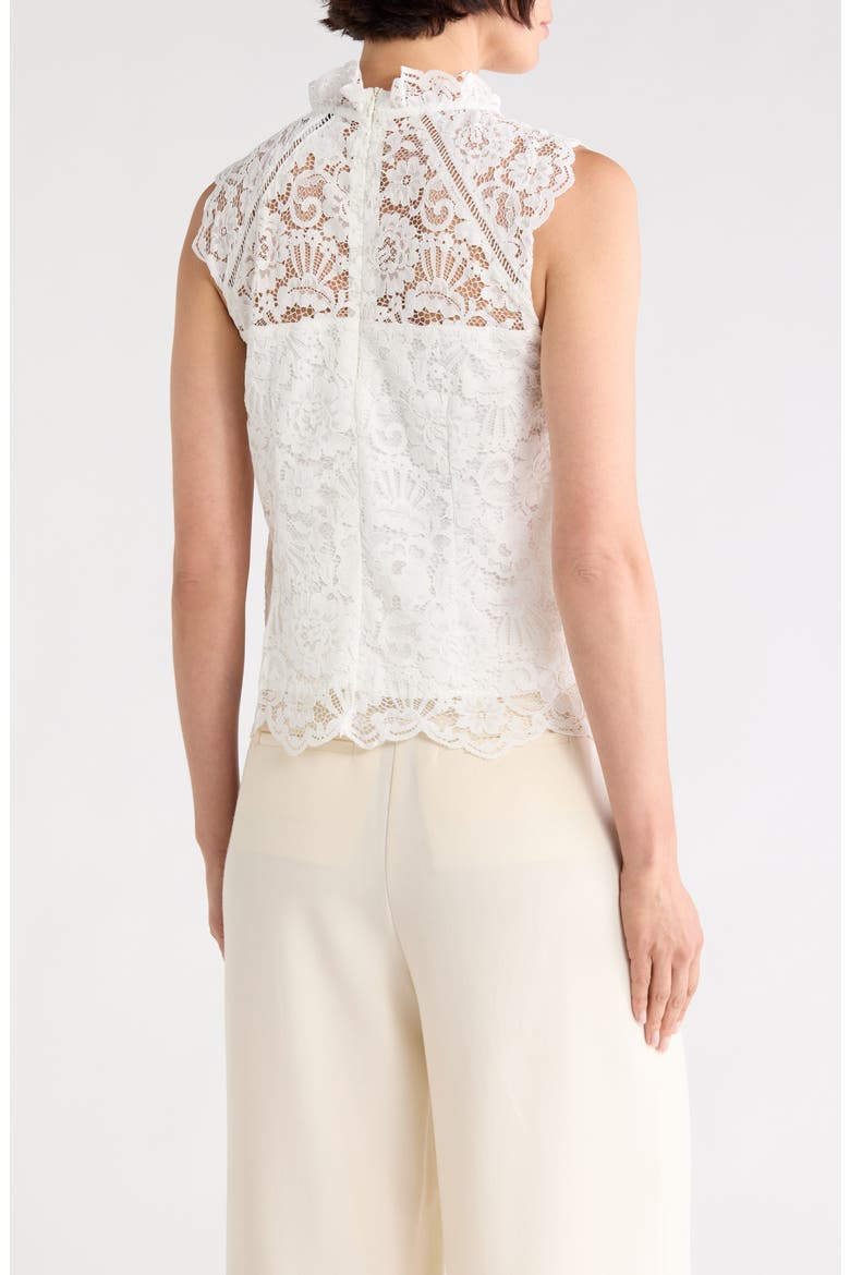Mock Neck Sleeveless Lace Top, Alternate, color, WHITE