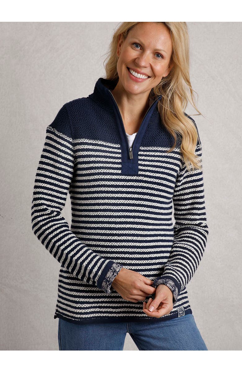 Weird Fish Juliet 1/4 Zip Stripe Macaroni, Alternate, color, Navy