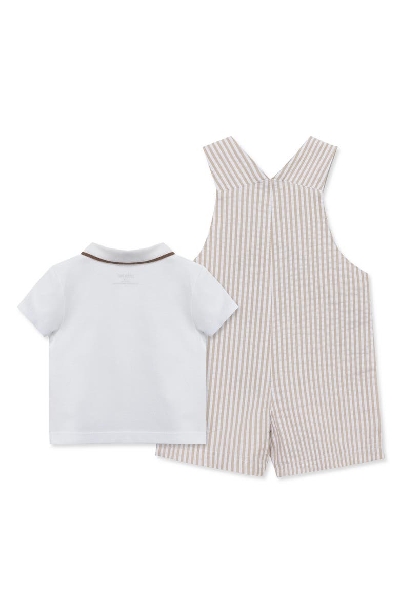 Little Me Puppies Cotton Polo & Seersucker Overalls Set, Alternate, color,