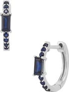 Frankie & Zoe 14K White Gold Sapphire Huggie Hoop Earrings