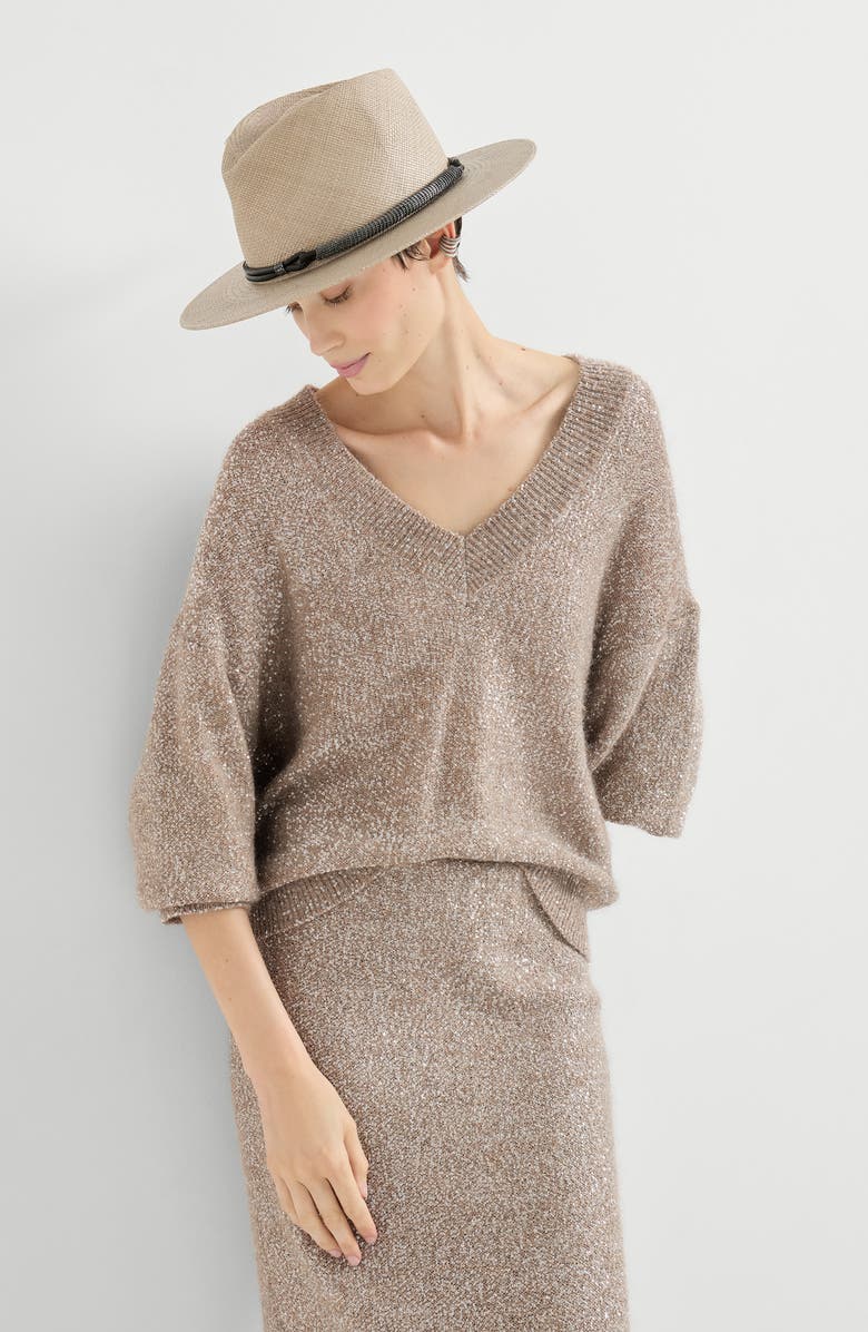 Brunello Cucinelli Dazzling texture sweater, Alternate, color, Light Brown