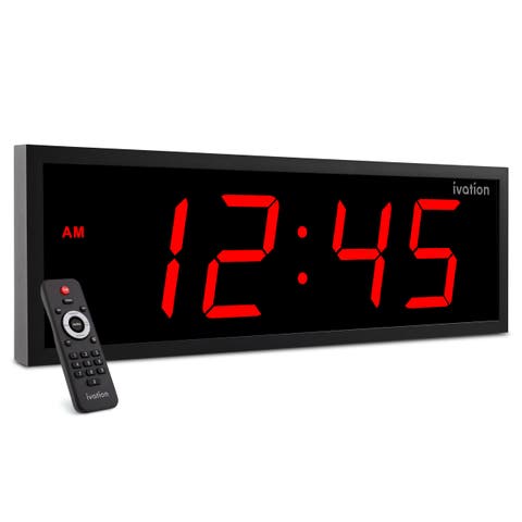 Digital Wall Clock, Big LED Display, Timer, Alarms, Auto Brightness, Remote