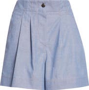 Moncler Grenoble Pleated Cotton Chambray Shorts
