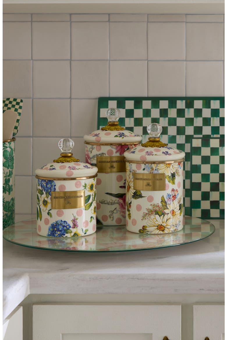 Wildflowers Small Enameled Steel Canister, Alternate, color, PINK