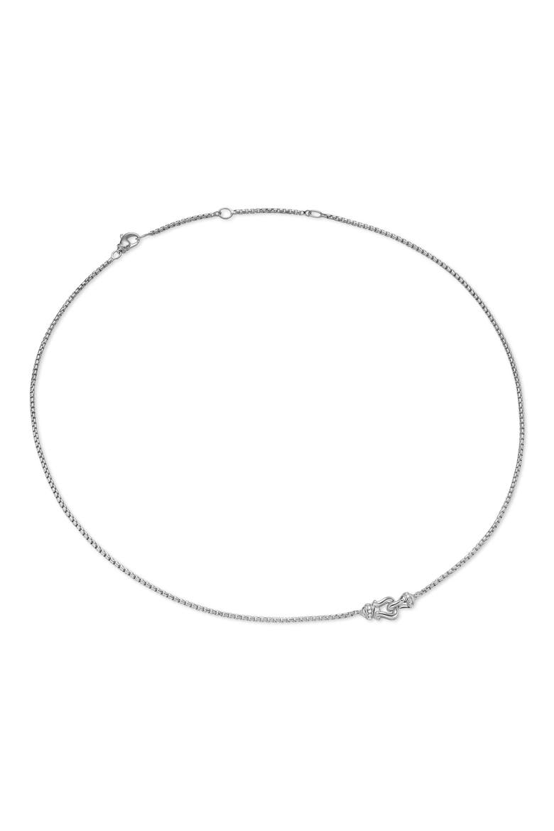 Petite Buckle Necklace in Sterling Silver with Diamonds, 16.2mm, Alternate, color, DIAMOND