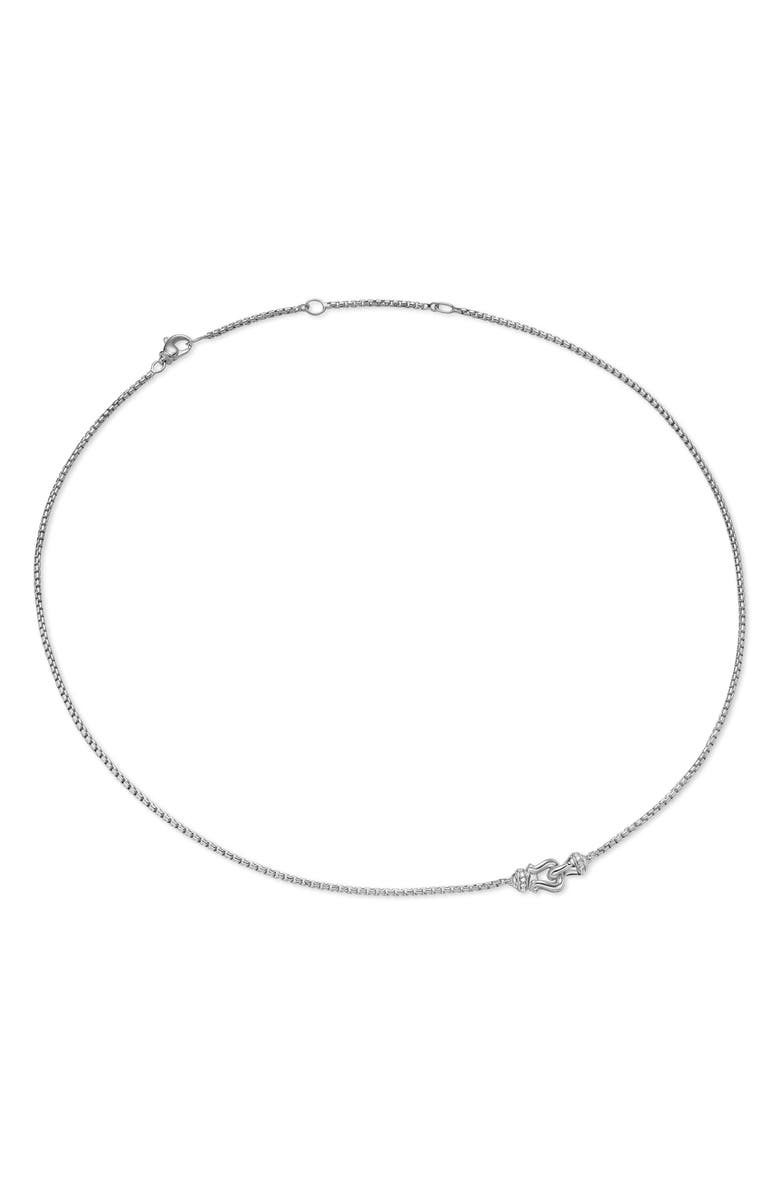 David Yurman Petite Buckle Necklace in Sterling Silver with Diamonds, 16.2mm, Alternate, color, Diamond