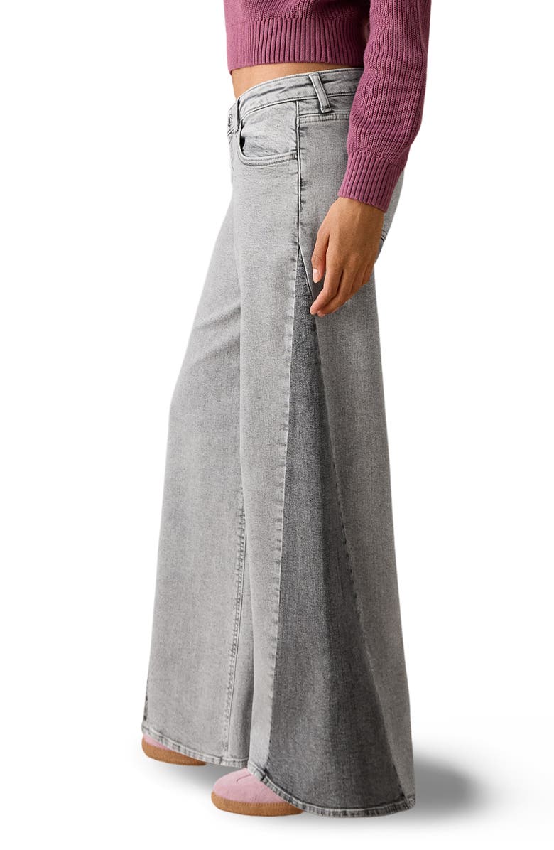 MANGO TEEN Two-Tone Low Rise Wide Leg Jeans, Alternate, color, Denim Grey
