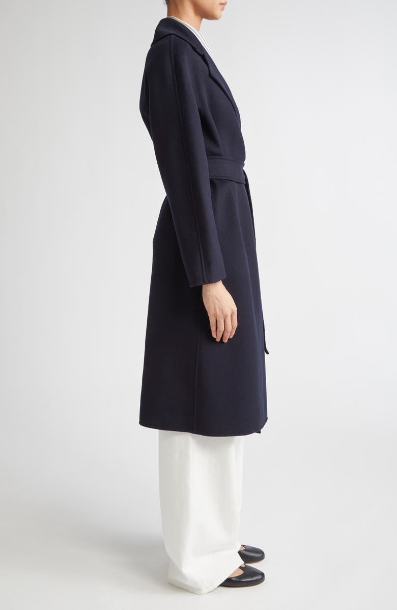 Max Mara Studio Cles Virgin Wool Blend Belted Coat, Alternate, color, Navy