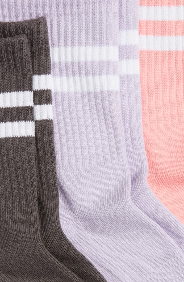 HIGH HEEL JUNGLE 3-Pack Varsity Grip Crew Socks, Alternate, color, Pink/ Purple/ Charcoal