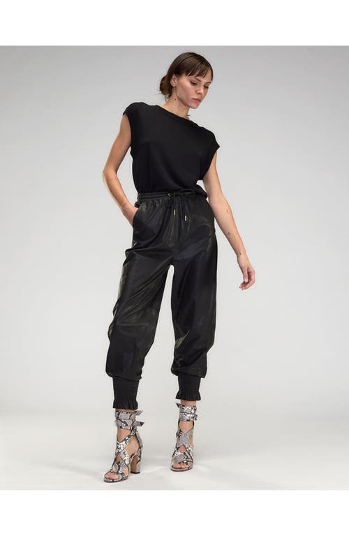 Cynthia Rowley The London Leather Jogger In Black