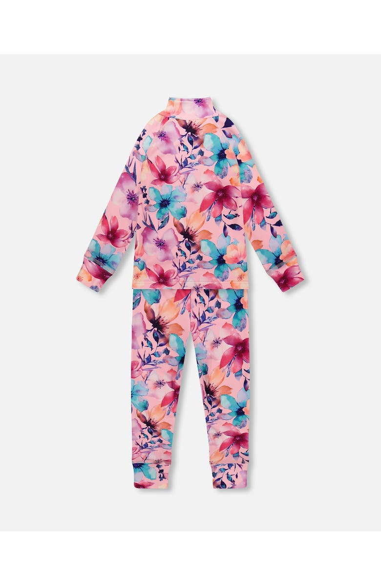 Deux par Deux Two-Piece Thermal Underwear Set Watercolor Flower, Alternate, color, Pink