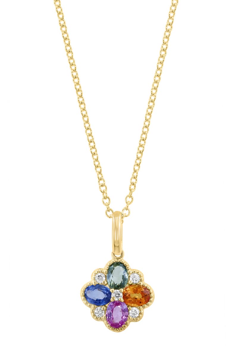 14K Gold Diamond & Sapphire Pendant Necklace, Alternate, color, MULTI GOLD