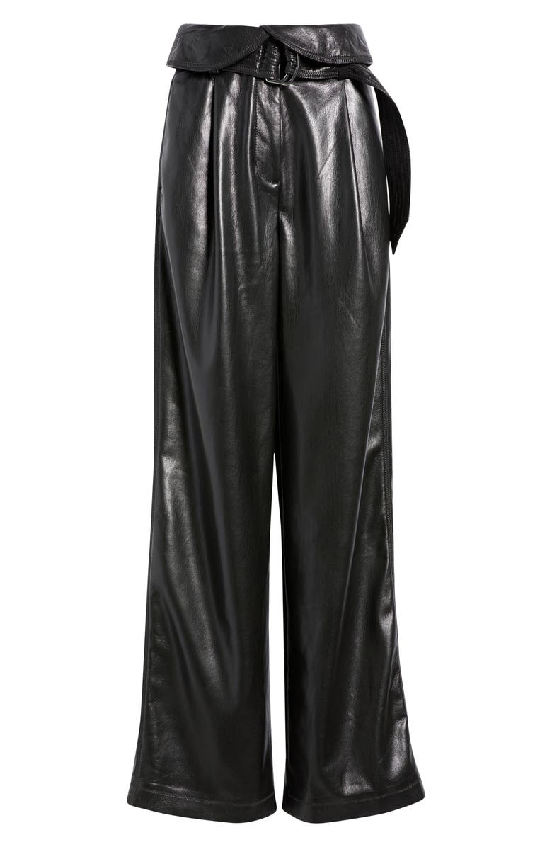 BOSS Orange Tadelena Belted Faux Leather Wide Leg Pants, Alternate, color, 