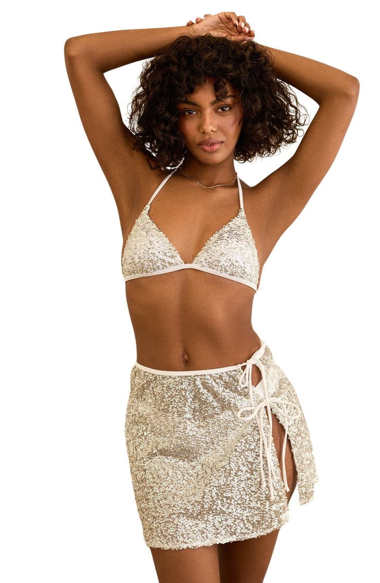 Dippin Daisys Rumours Tie String Skirt, Main, color, Silver