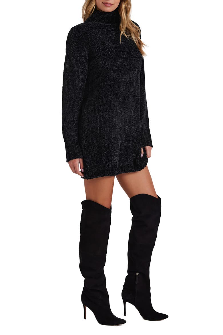 Turtleneck Long Sleeve Sweater Minidress, Alternate, color, BLACK