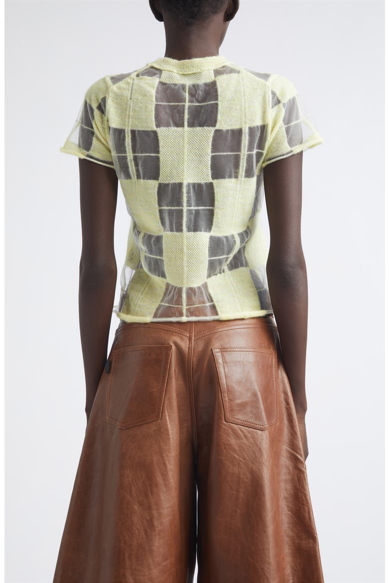 Hane Sheer Check Short Sleeve Sweater, Alternate, color, LIME