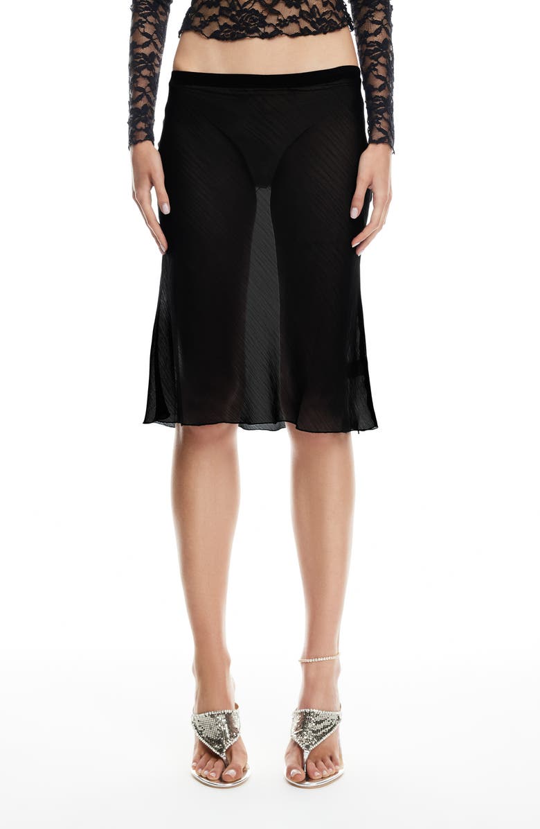 LIONESS Shoreline Semisheer Skirt, Main, color, Obsidian
