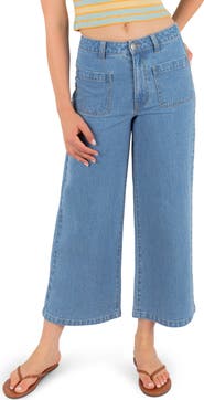 Hurley Horizon Patch Pocket Ankle Wide Leg Twill Pants