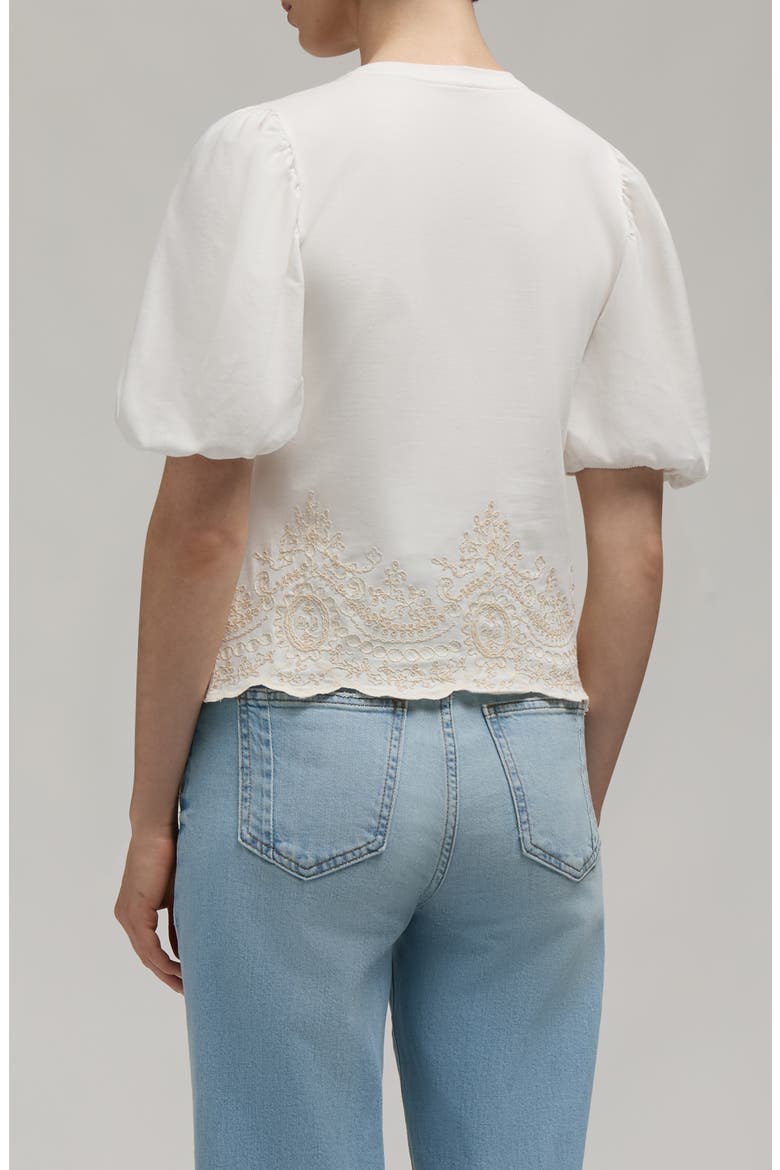 Embroidered Puff Sleeve Top, Alternate, color, SNOW-WHITE