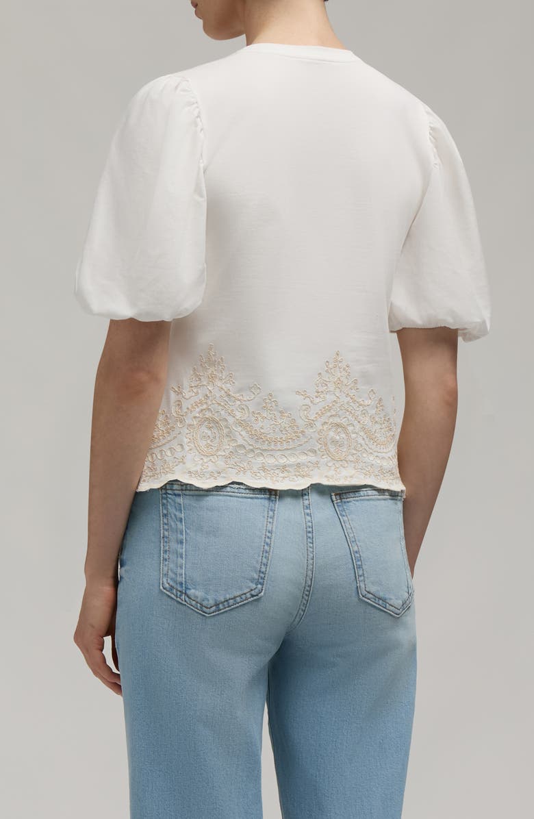 Hunter Embroidered Puff Sleeve Top, Alternate, color, Snow-White