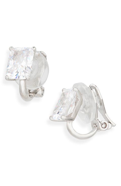Modern Love Emerald Cut Cubic Zirconia Clip-On Earrings