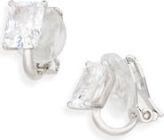 Nadri Modern Love Emerald Cut Cubic Zirconia Clip-On Earrings