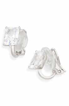 Nadri Modern Love Emerald Cut Cubic Zirconia Clip-On Earrings