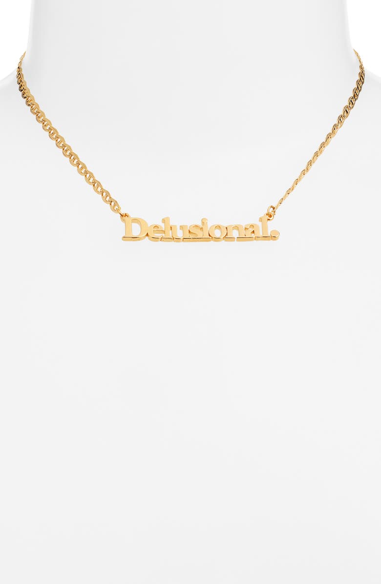 VIDAKUSH Delusional Nameplate Necklace, Alternate, color, Gold