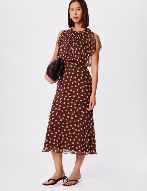 Polka Dot Print Midi Dress