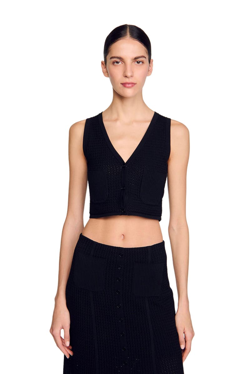 SANDRO Decorative knit cardigan, Main, color, 