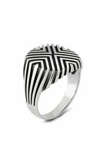 Yield of Men Sterling Silver Etched Signet Ring