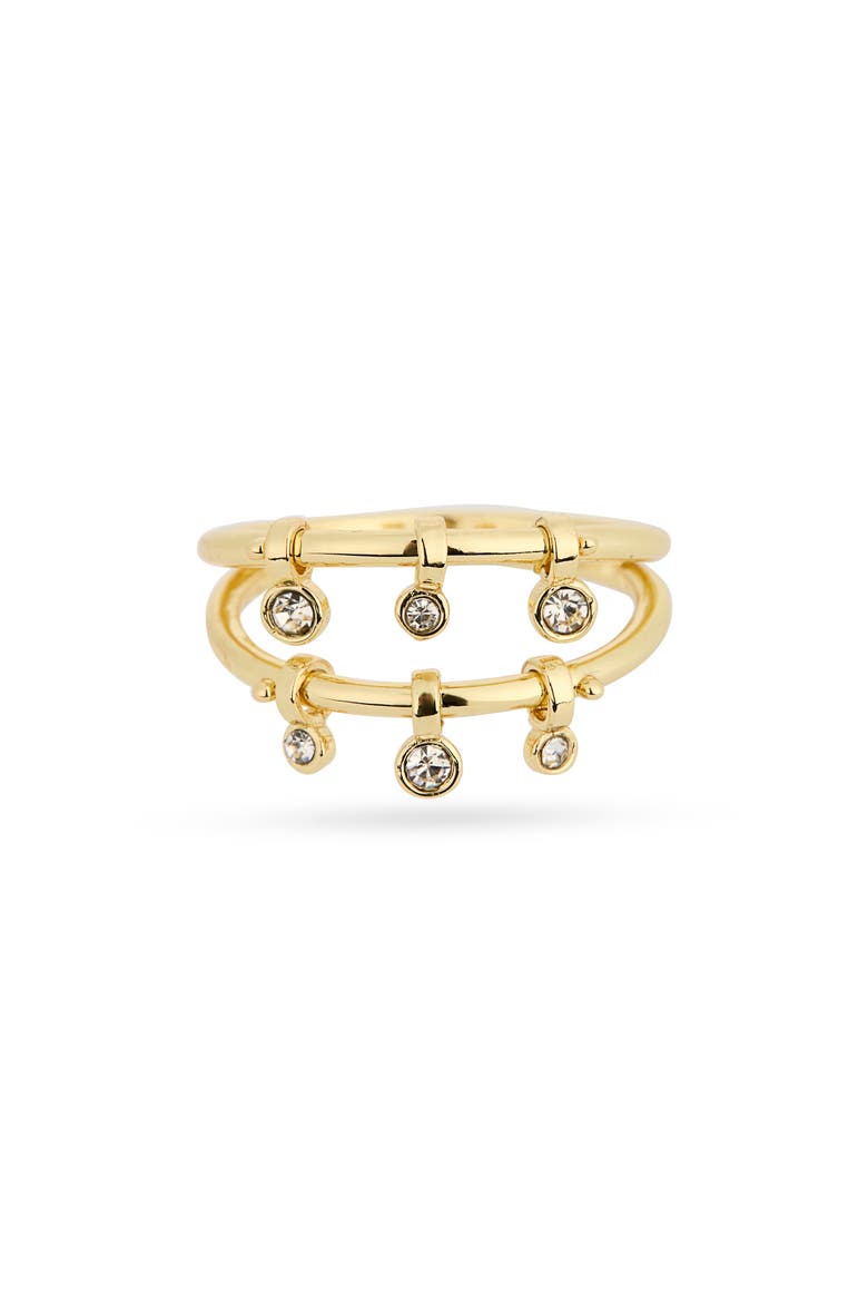 Crystal Charm Double Band Ring, Main, color, CLEAR/ GOLD