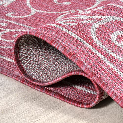 Shop Jonathan Y Charleston Vintage Filigree Textured Weave Indoor/outdoor Area Rug In Fuchsia/light Gray