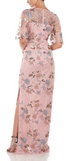 Daphne Embroidered Sequin Column Gown