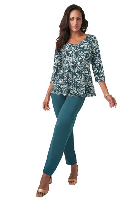 Knit Crepe Sweetheart Neckline Peplum Top