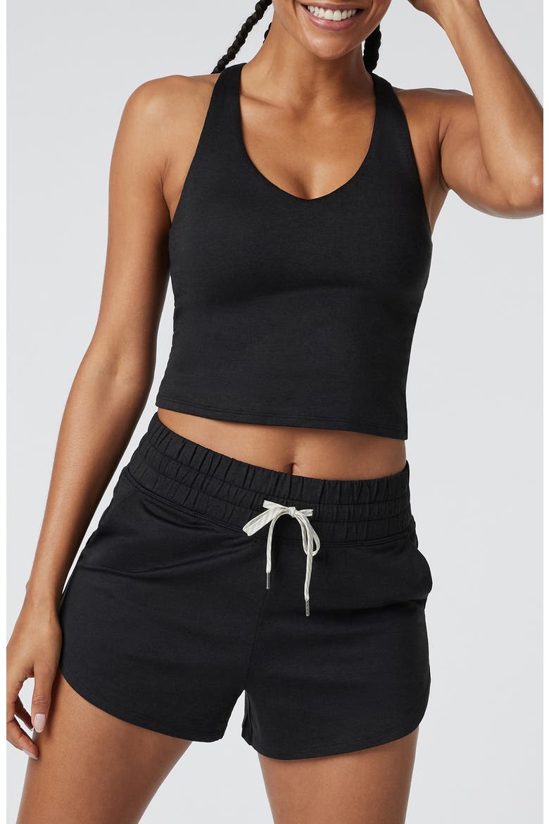 Halo 2.0 Performance Crop Racerback Tank Top, Main, color, BLACK HEATHER
