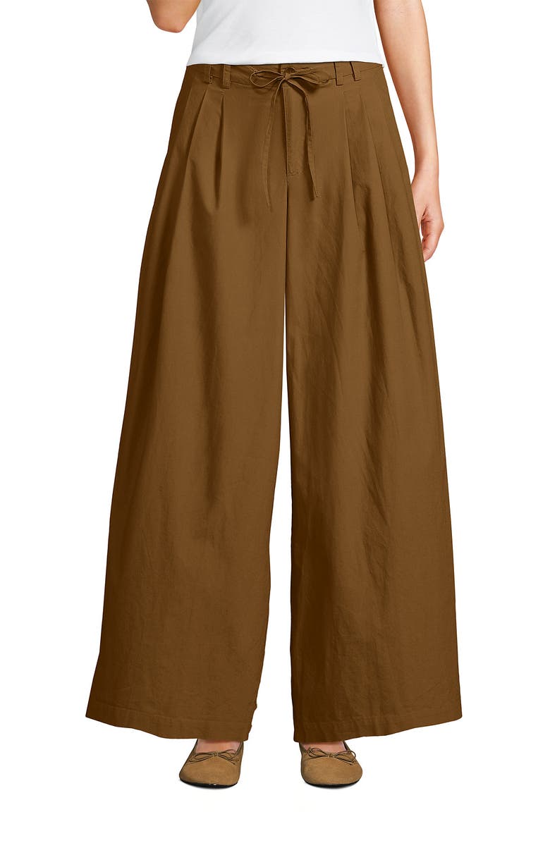 Lands' End Poplin Mid Rise Pleated Slouchy Pants, Alternate, color, 