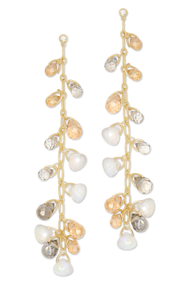 Brielle Glass Drop Earrings, Main, color, BROWN MULTI/ GOLD