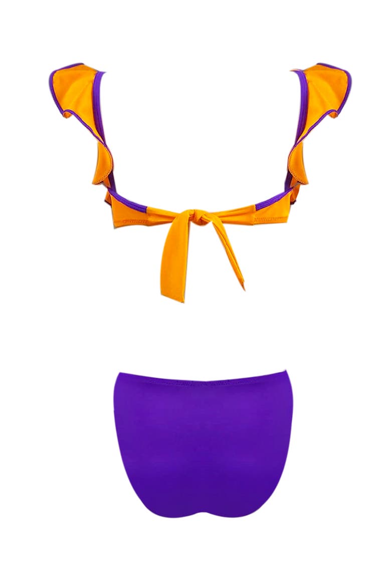 Strappy Ruffled Two Piece Bikini, Toddler,Little Kid-Big Kid, Alternate, color, Orange
