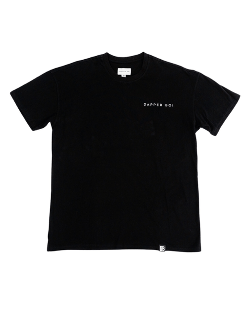 Dapper Boi Black Db Drop Shoulder Tee In Black