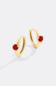 Mint & Lily Solitaire Birthstone Huggie Hoop Earrings