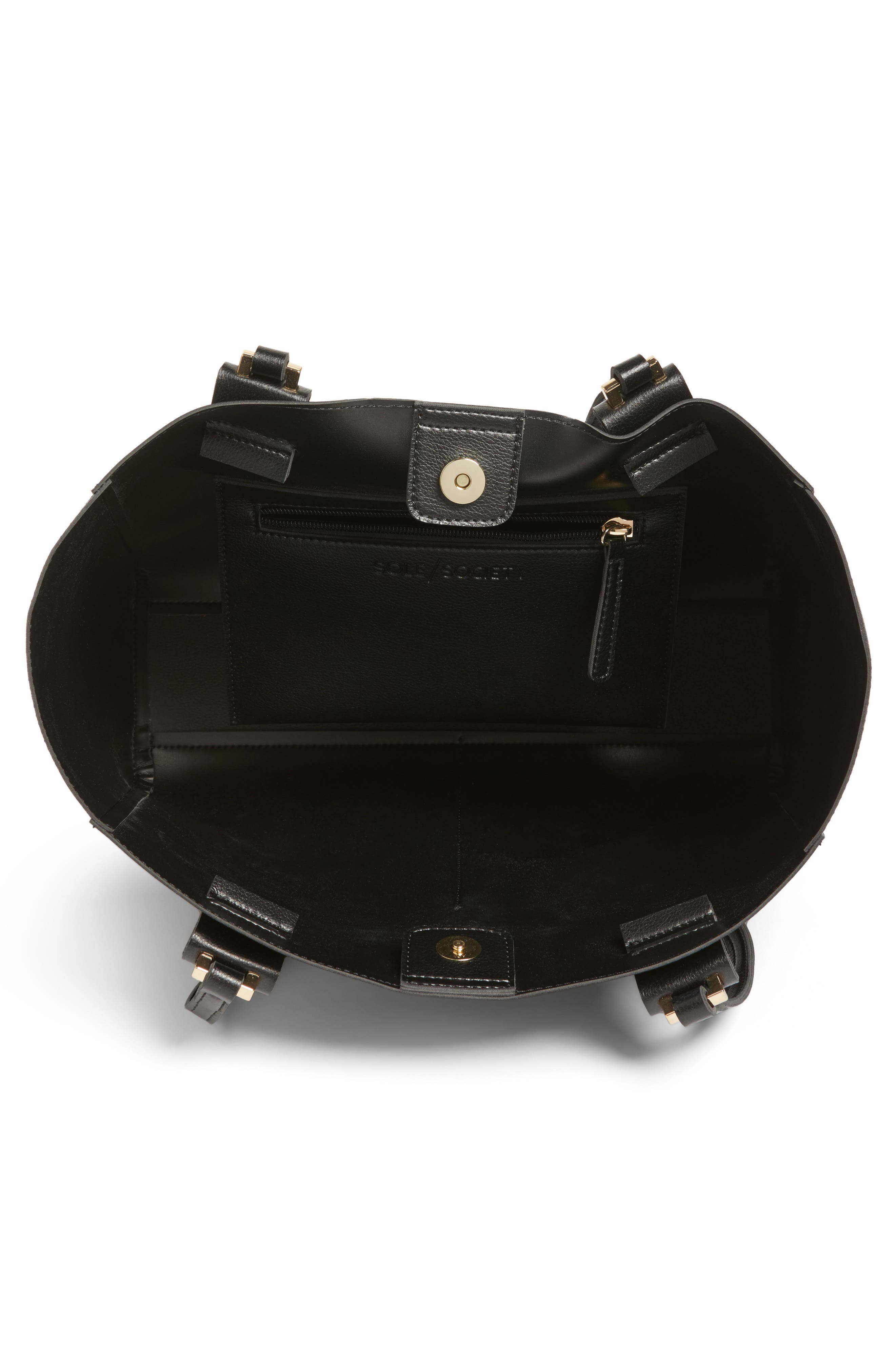 Glenn Faux Leather Tote, Alternate, color, BLACK
