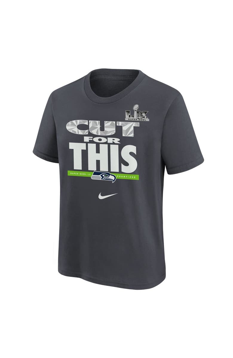 Nike Youth Nike Charcoal Seattle Seahawks Super Bowl LX Champions Parade T-Shirt, Alternate, color, Charcoal