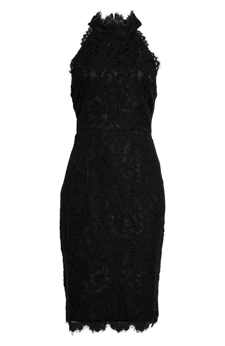 Eliza J Mock Neck Lace Sheath Dress, Main, color, 