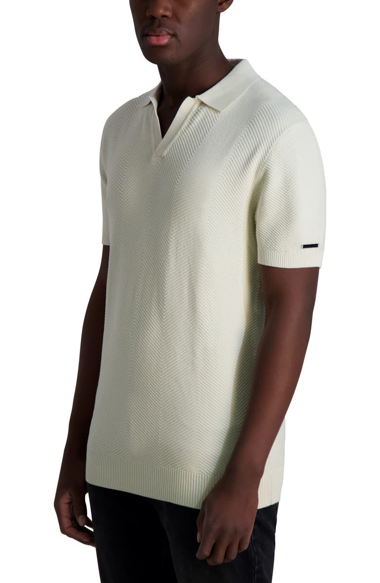 KARL LAGERFELD PARIS Chevron Textured Johnny Collar Polo, Alternate, color,