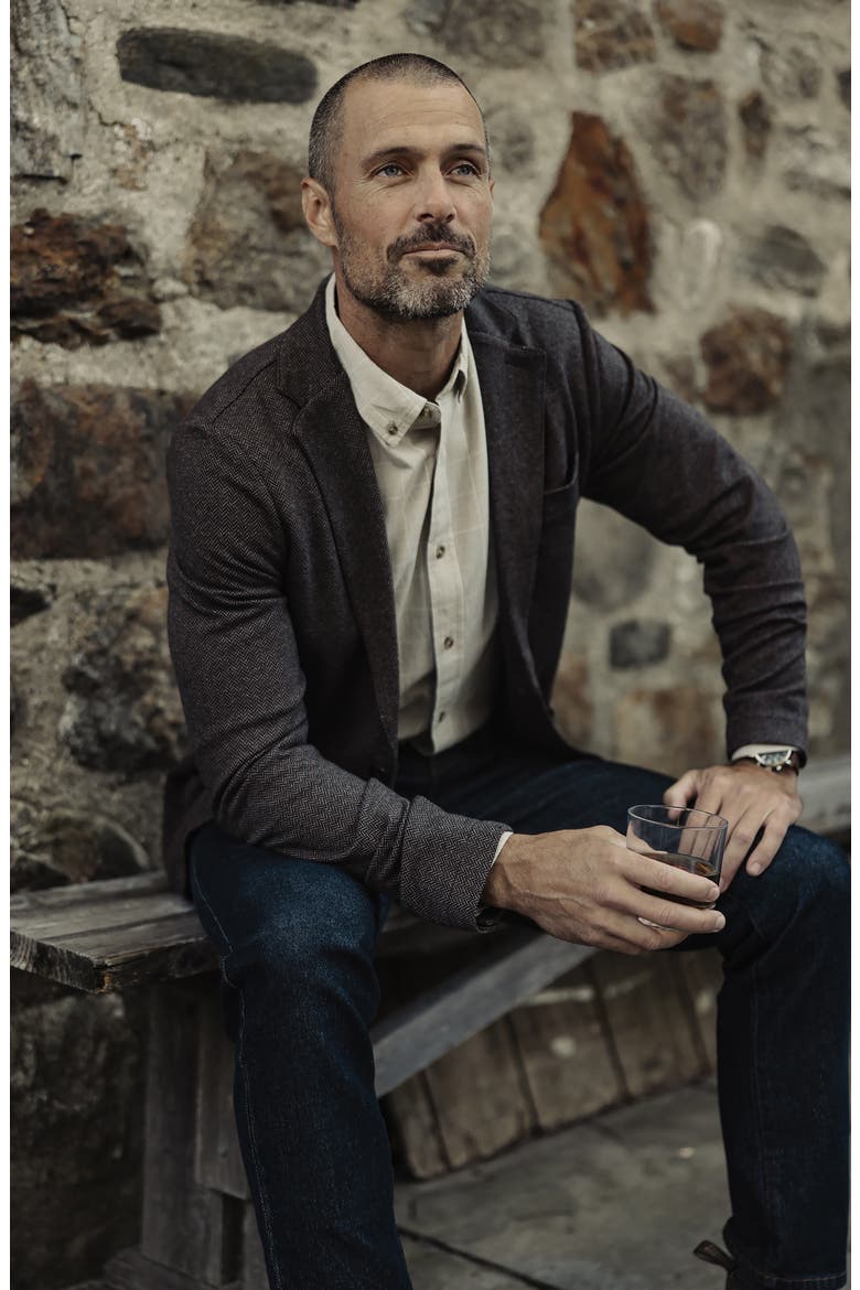 Knit Cotton Blend Herringbone Sport Coat, Alternate, color, BROWN