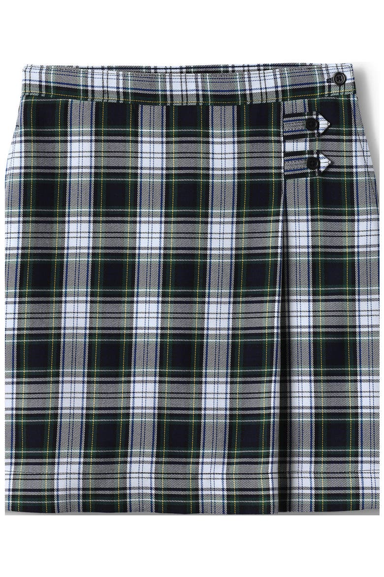School Uniform Girls Slim Side Pleat Plaid Skort Above Knee, Alternate, color, White Plaid