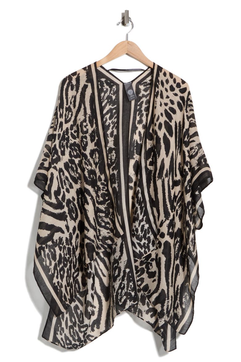 Mixed Animal Print Topper, Main, color, BLACK